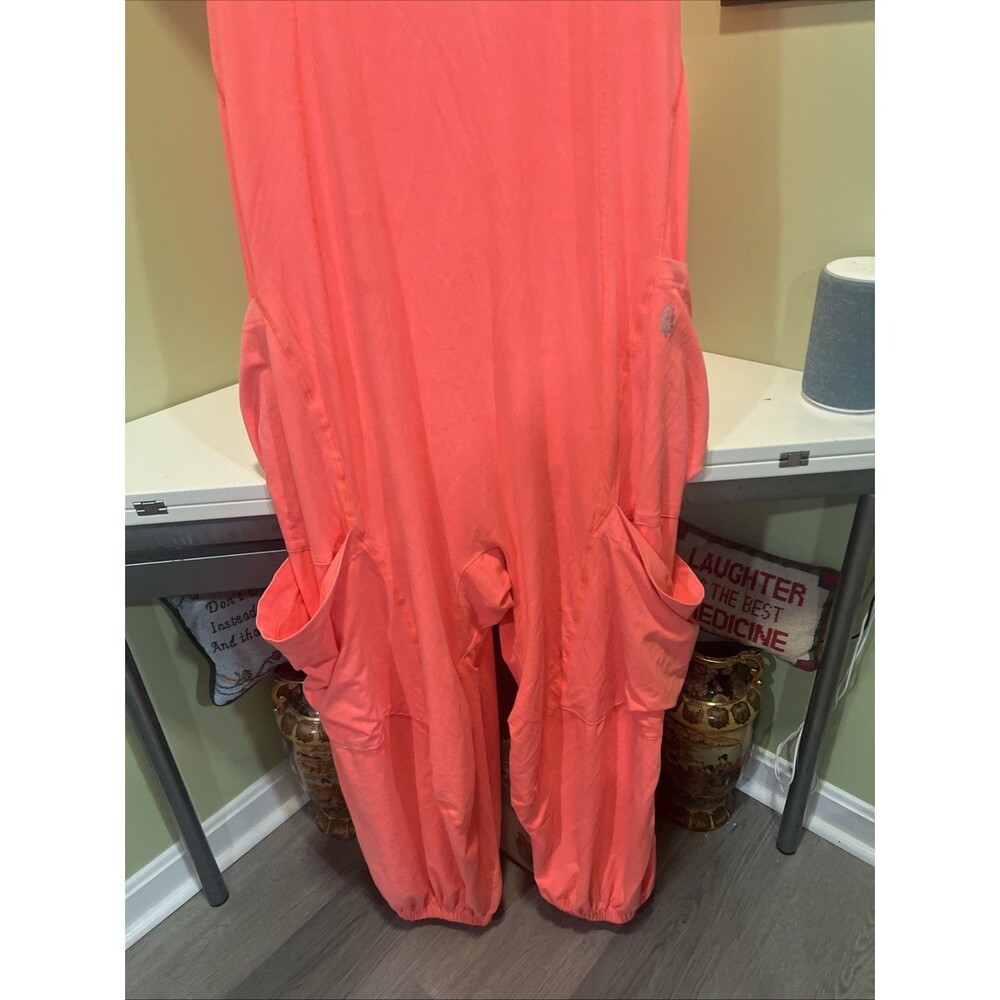 RARE!!! Free People FP Movement Utility Cargo Pocket Oversized Jumpsuit Coral XL - Picture 4 of 11